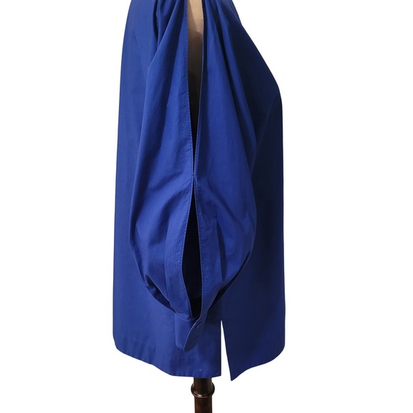 Escada SS17 Archive Azure Poplin Slit Balloon Sleeve Architectural Blouse 38 8 - Picture 4 of 8